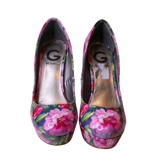 G By Guess Floral Platform High Heel Shoes Shiny Patent Leather 6.5M - Picture 2 of 6